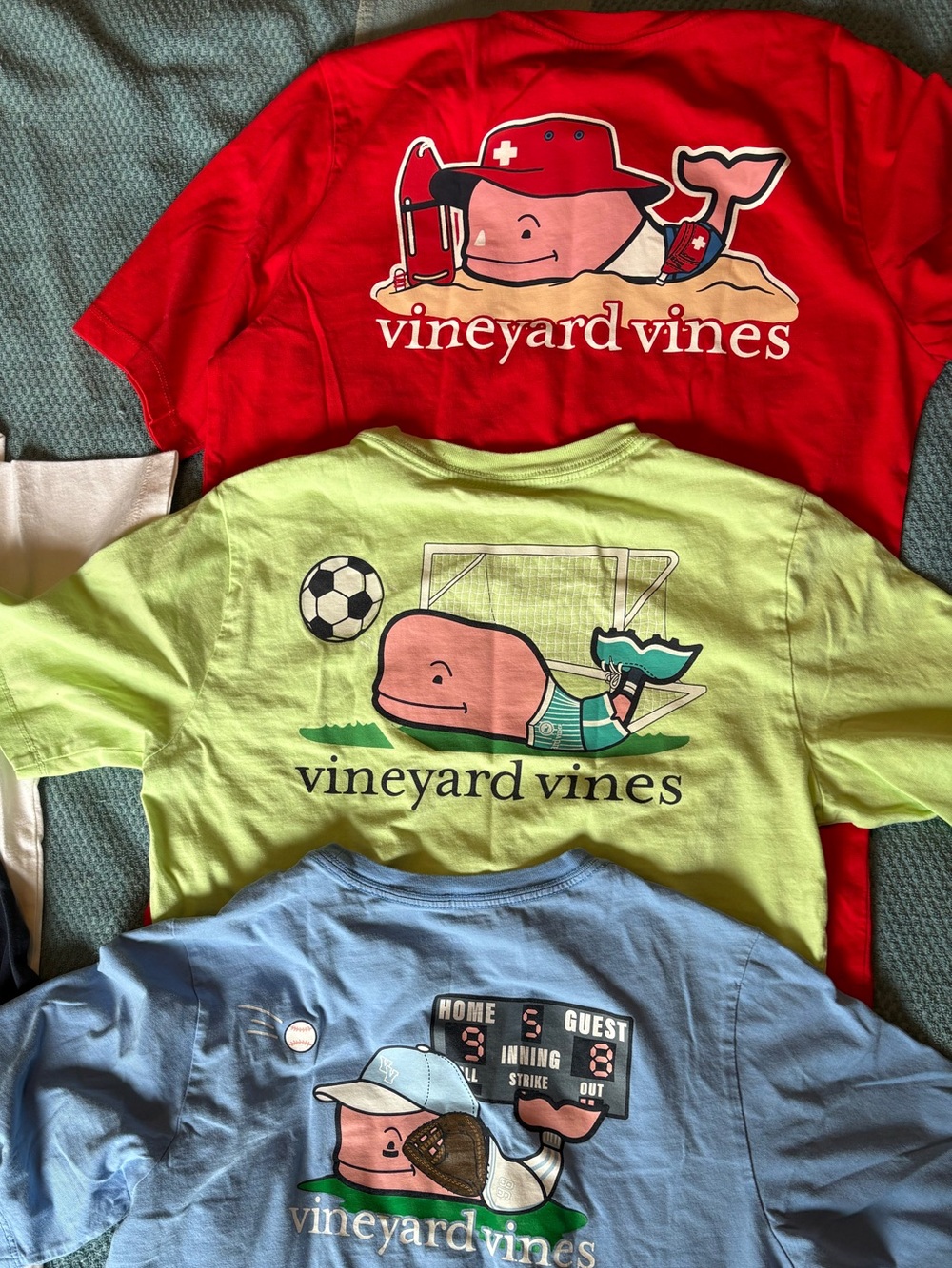 Vineyard Vines Kids Graphic Tee Pack - Red, Lime, Light Blue, Navy, White